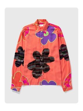 ★ ERL Unisex Patchwork Colorful Long Sleeve Blouse - Multicolored Orange ★